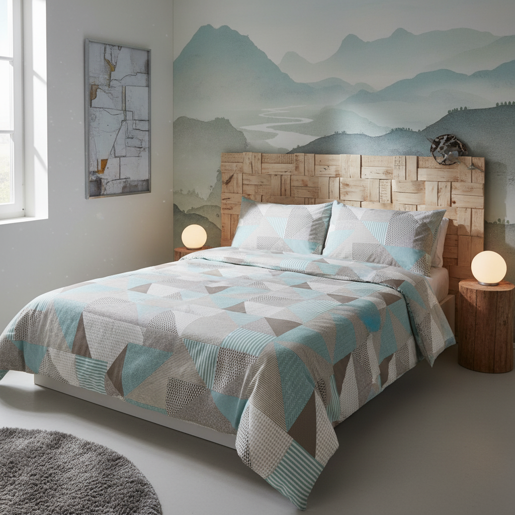 Mint Bej Geometrik Üçgen Deseni